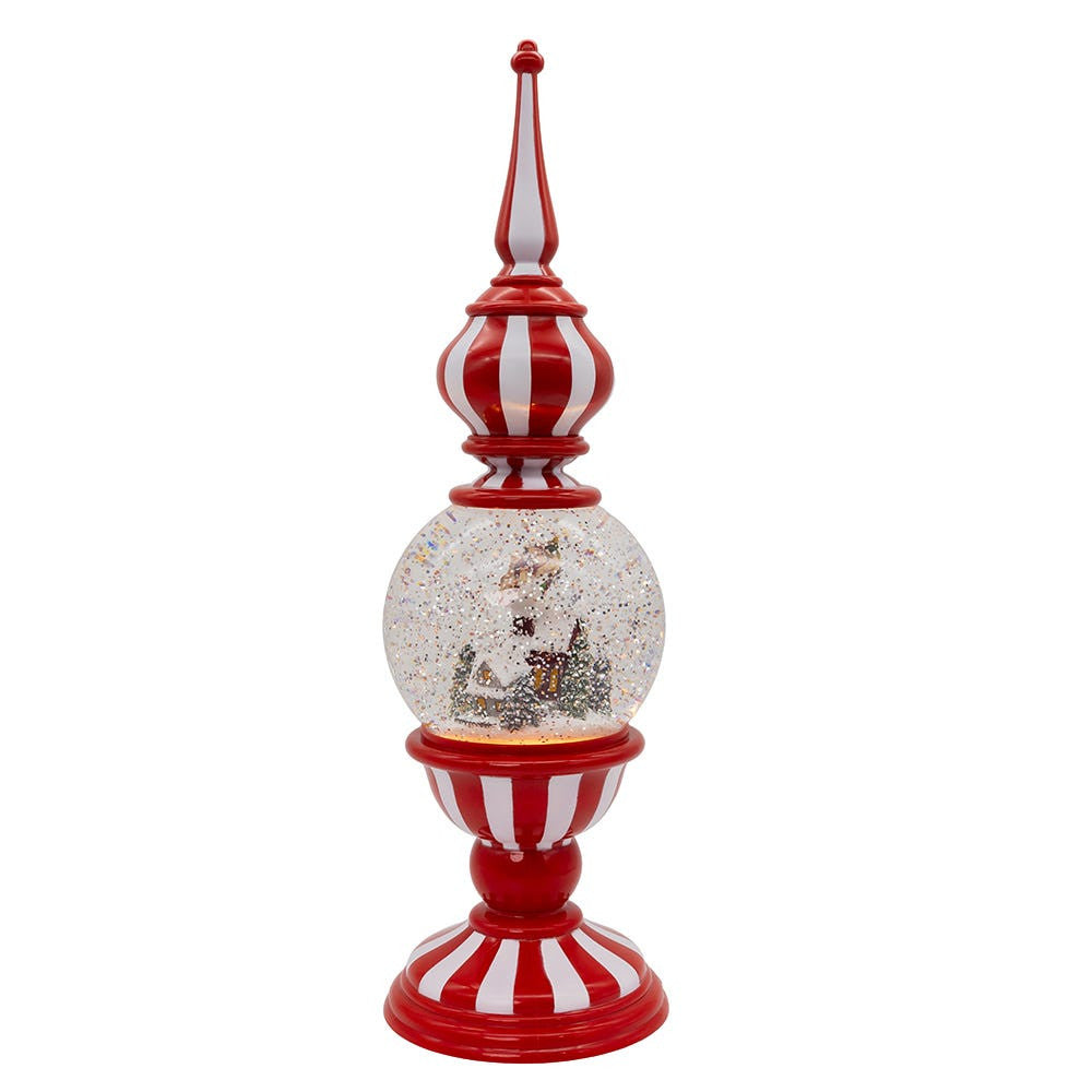 16" Battery Operated USB Lighted Tower With Santa Scene Village
