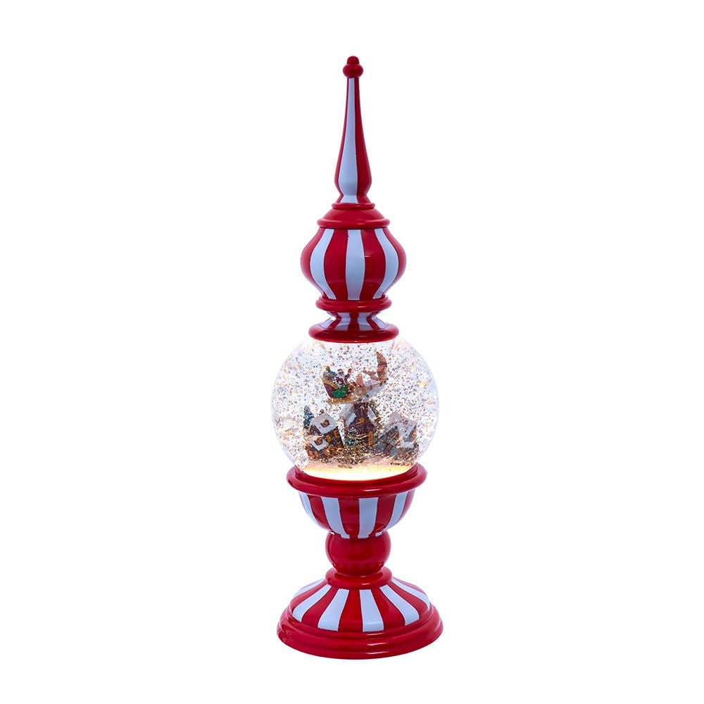16" Battery Operated USB Lighted Tower With Santa Scene Village