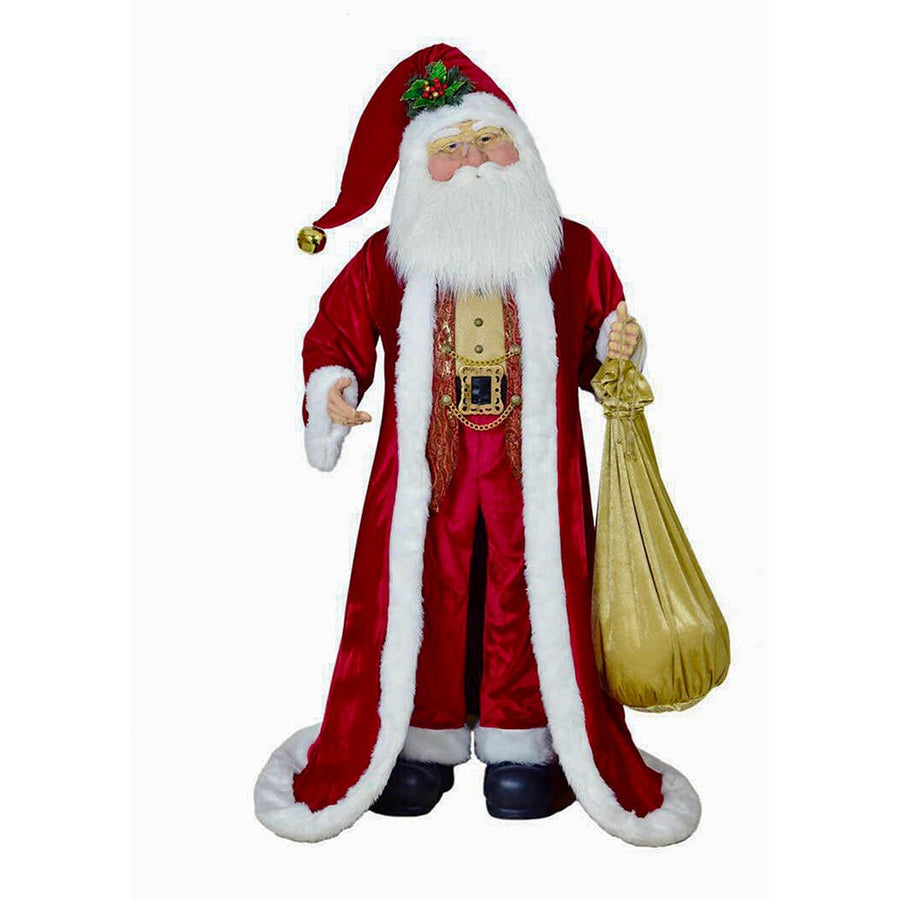 72" Jacqueline Kent Red & Gold Traditional Santa With Bag