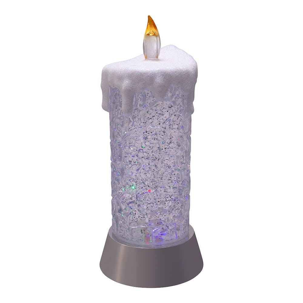9.25" Battery-Operated Color Changing LED Snowing Candle