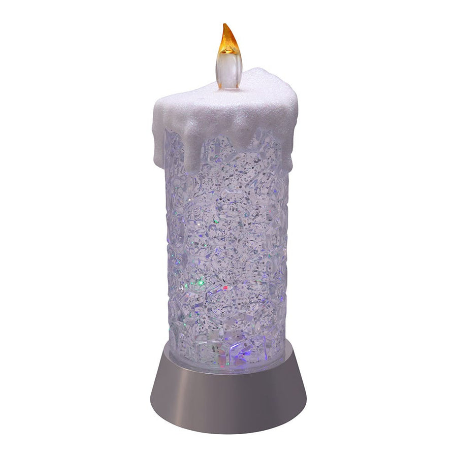 9.25" Battery-Operated Color Changing LED Snowing Candle