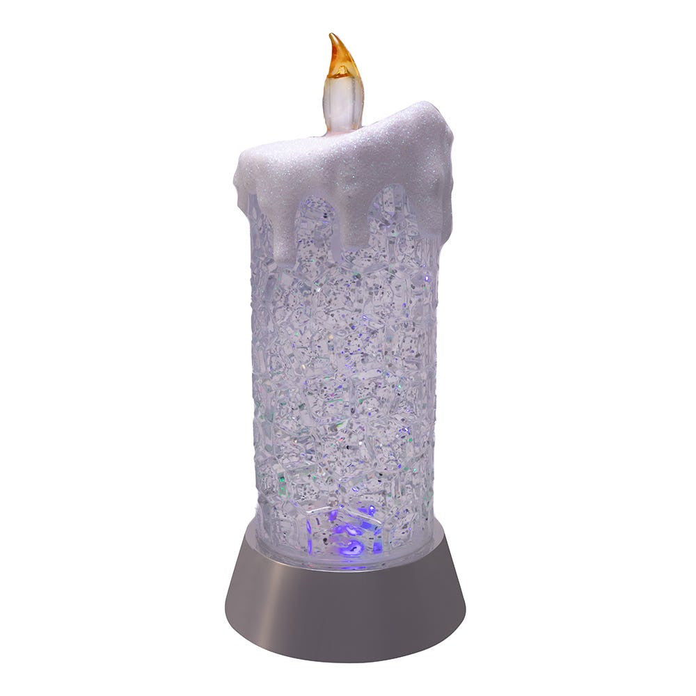9.25" Battery-Operated Color Changing LED Snowing Candle