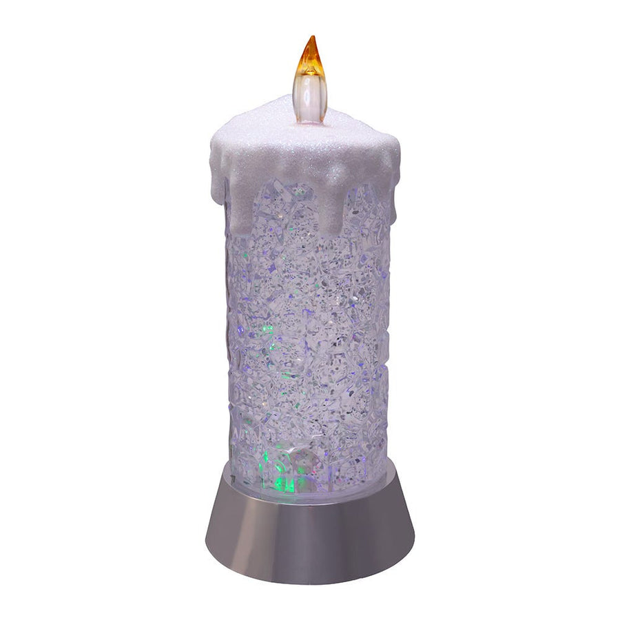 9.25" Battery-Operated Color Changing LED Snowing Candle