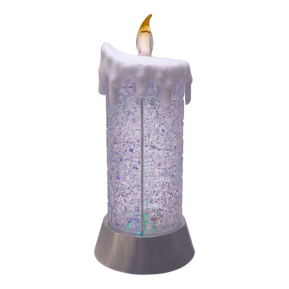 9.25" Battery-Operated Color Changing LED Snowing Candle