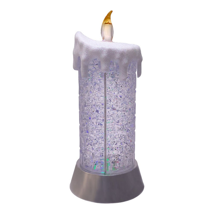 9.25" Battery-Operated Color Changing LED Snowing Candle