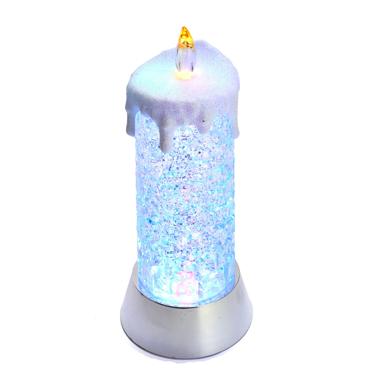 9.25" Battery-Operated Color Changing LED Snowing Candle