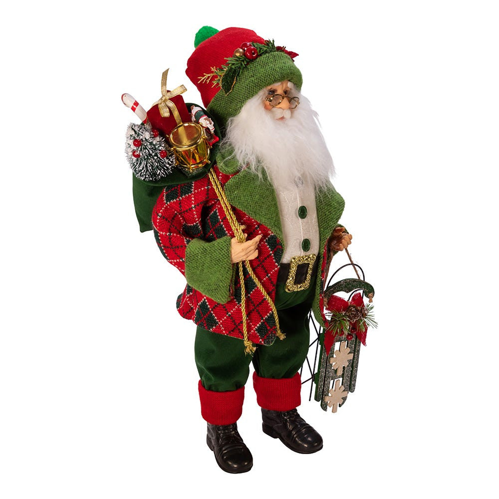 18" KSA Kringles Red and Green Santa and Gifts
