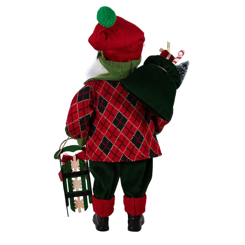 18" KSA Kringles Red and Green Santa and Gifts