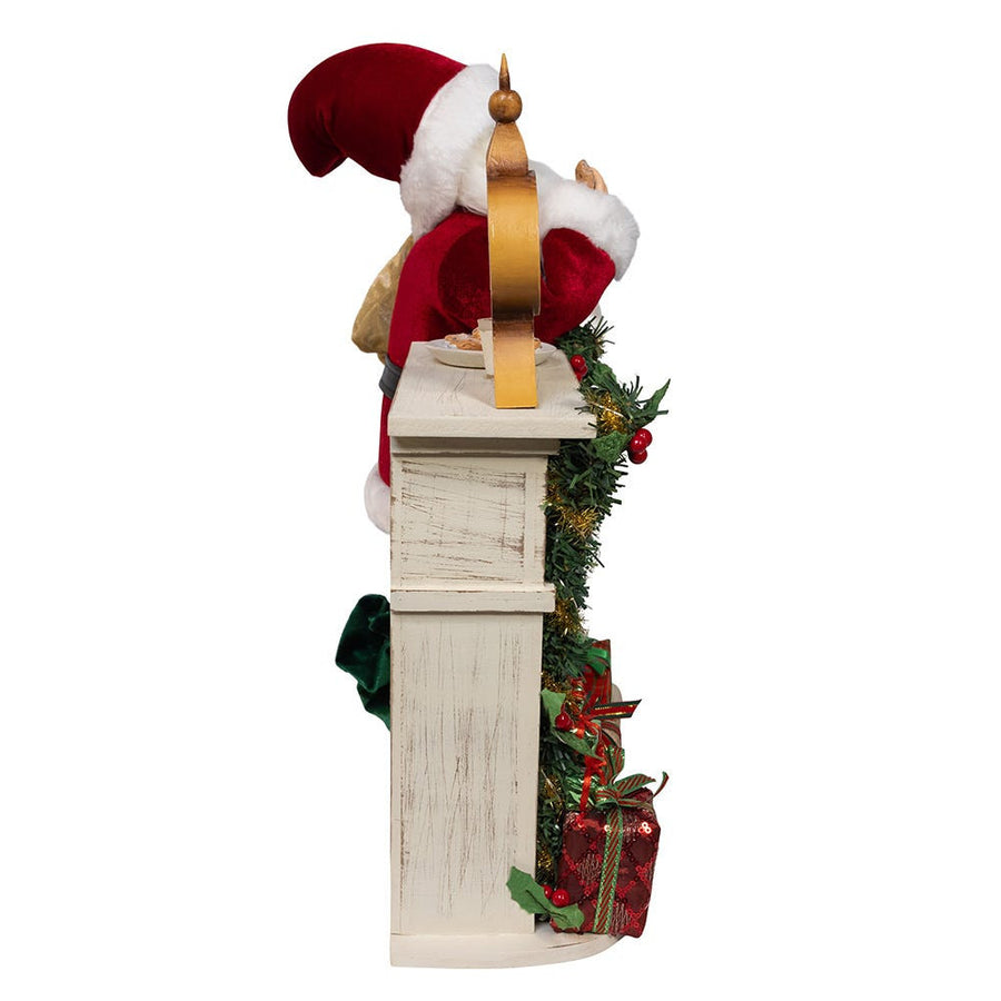 17" KSA Kringles Santa With LED Fireplace Mantle