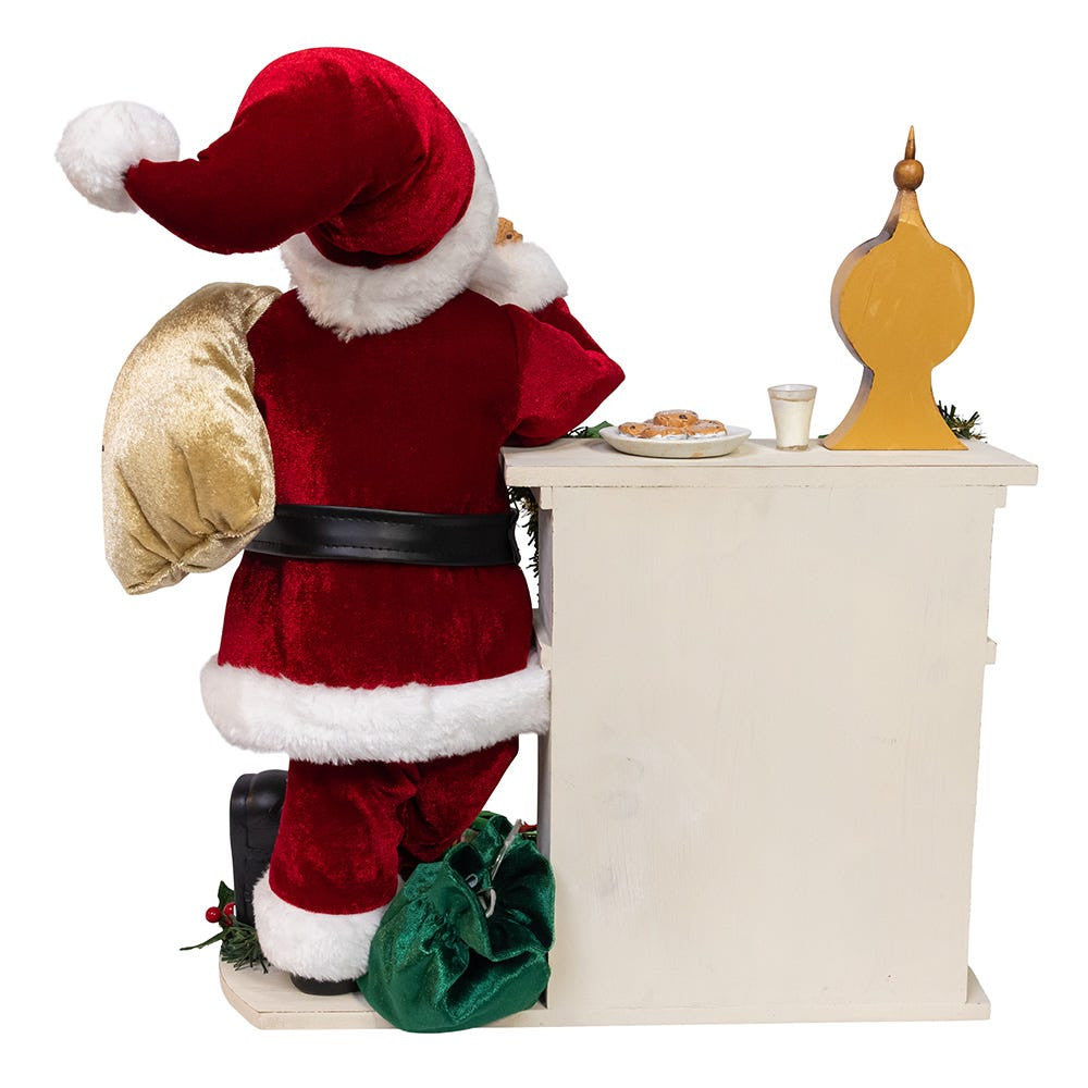 17" KSA Kringles Santa With LED Fireplace Mantle