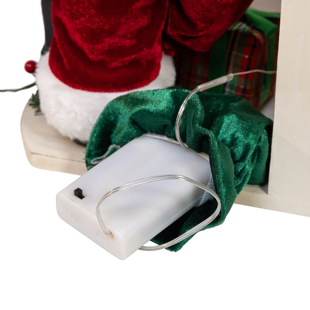 17" KSA Kringles Santa With LED Fireplace Mantle