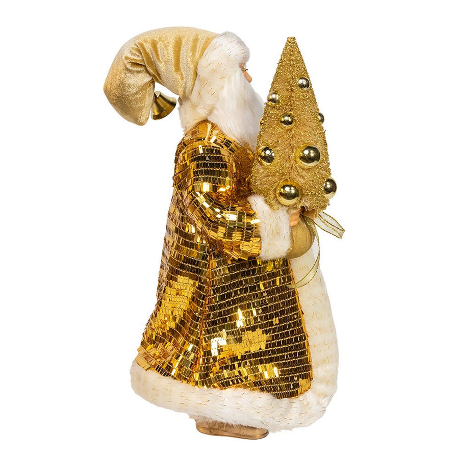 18" KSA Kringle Standing Gold Santa With Tree