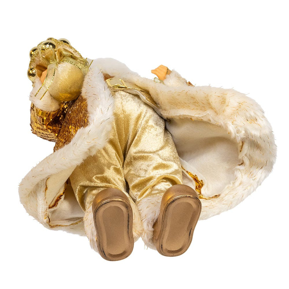18" KSA Kringle Standing Gold Santa With Tree