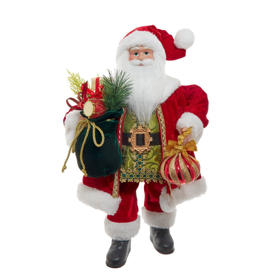 18" KSA Kringles Red Velvet Santa With Bag