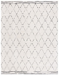 Stylish Moroccan Ivory and Black Area Rug - MEL102A