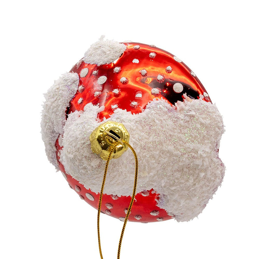 Glass Mushroom Guy Holding Wreath Ornament