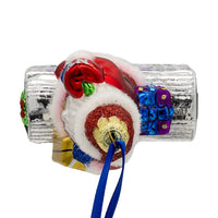 MTA NYC Transit Glass Santa Riding Subway Car Ornament
