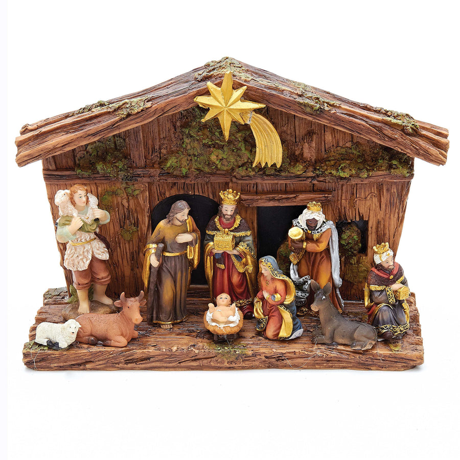 Nativity Set With 10 Figures and Stable