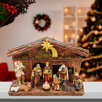 Nativity Set With 10 Figures and Stable
