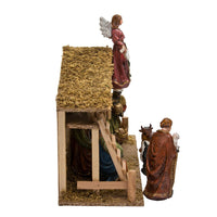 Nativity Set With Wooden Stable