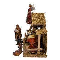 Nativity Set With Wooden Stable