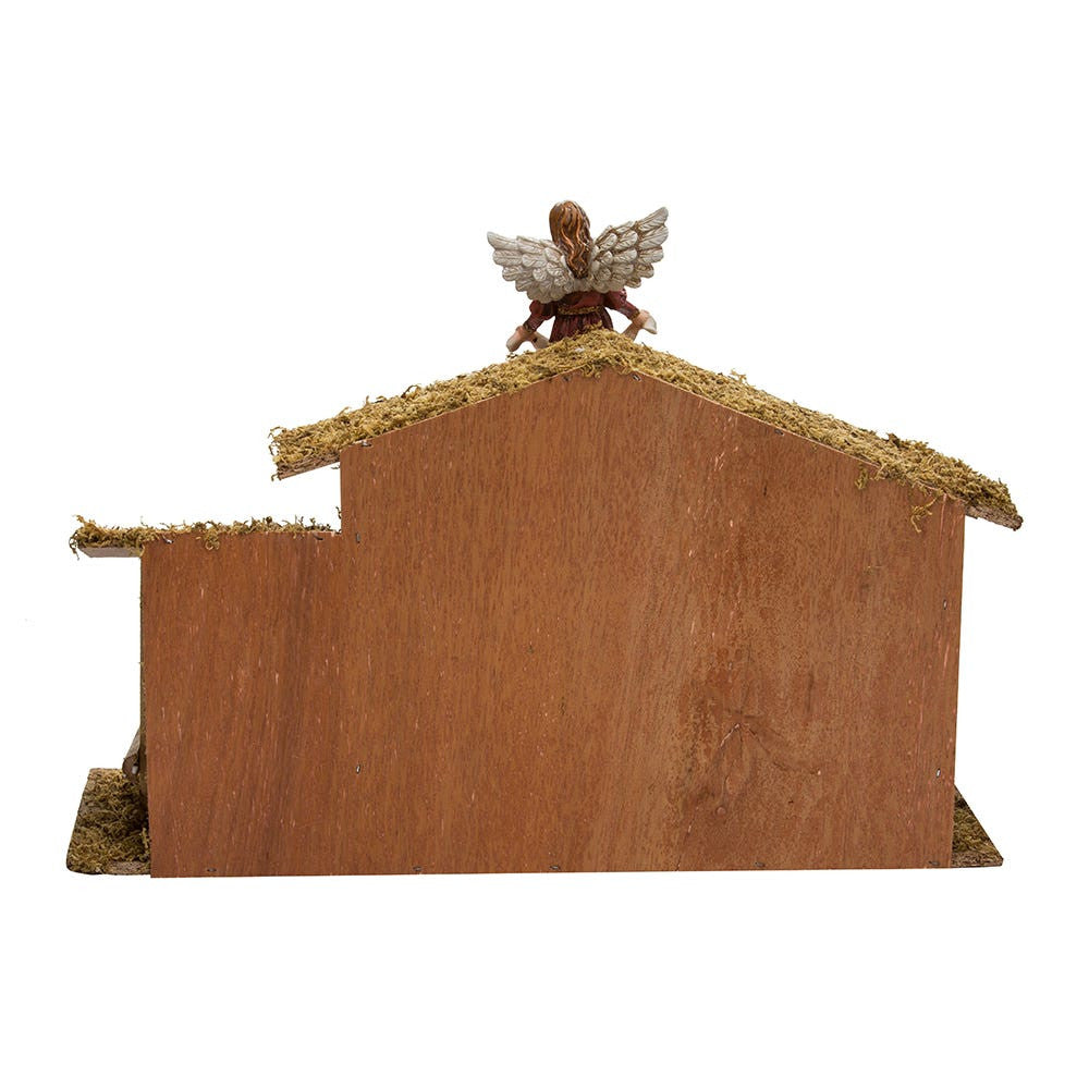 Nativity Set With Wooden Stable