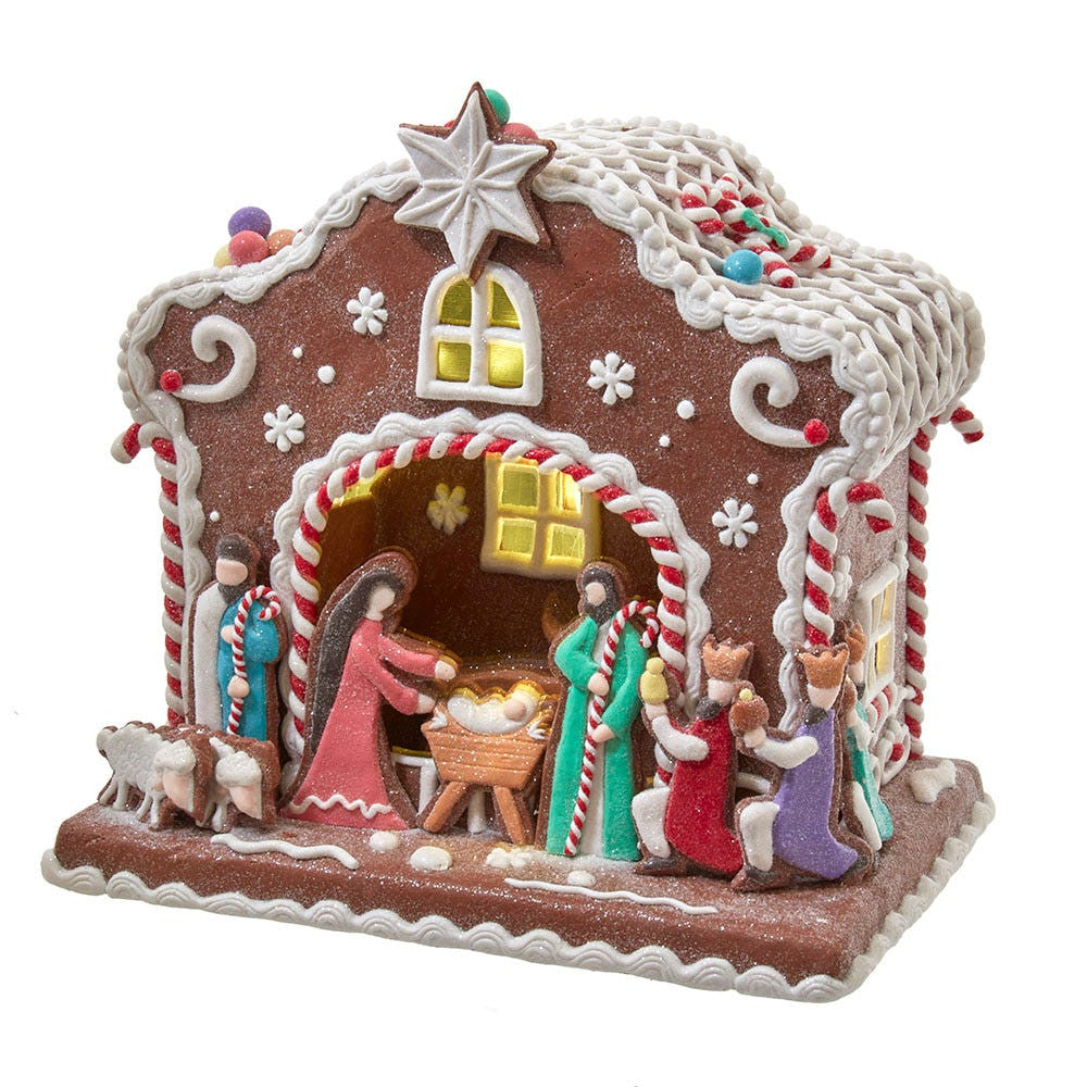 Battery Operated Light Up Nativity Gingerbread House