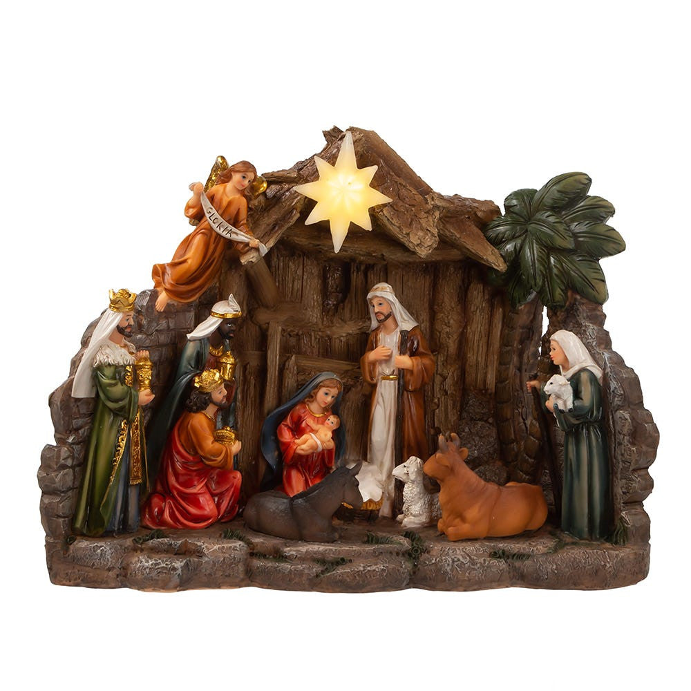 10.4" Battery Operated Light-Up Nativity Table Piece