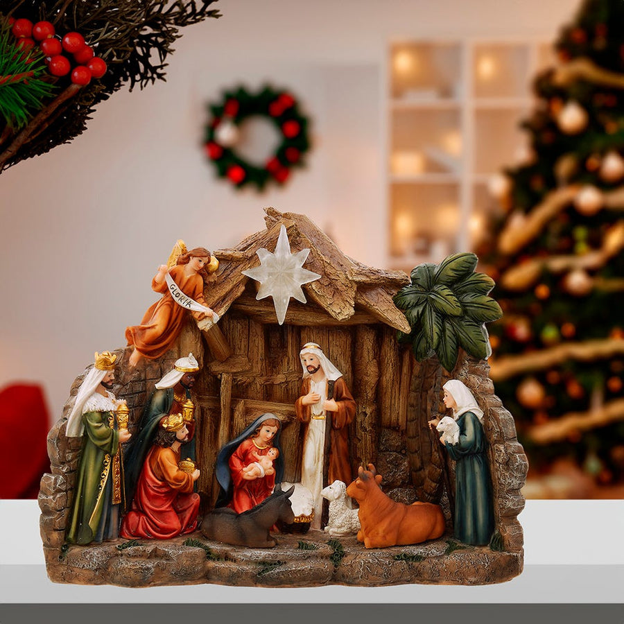 10.4" Battery Operated Light-Up Nativity Table Piece