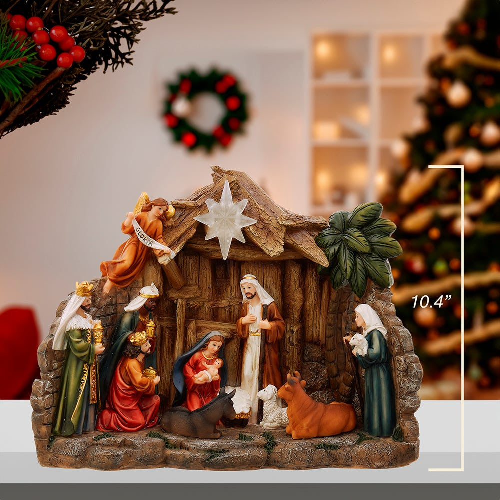 10.4" Battery Operated Light-Up Nativity Table Piece