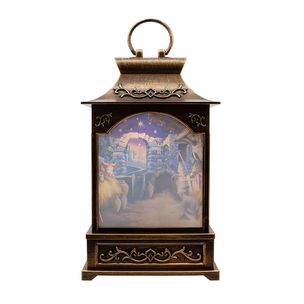 11" Battery Operated Warm White LED Lighted Nativity Lantern