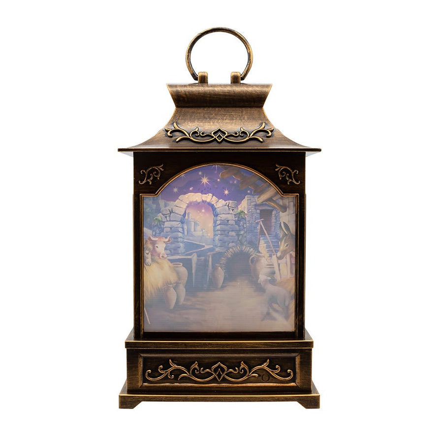 11" Battery Operated Warm White LED Lighted Nativity Lantern