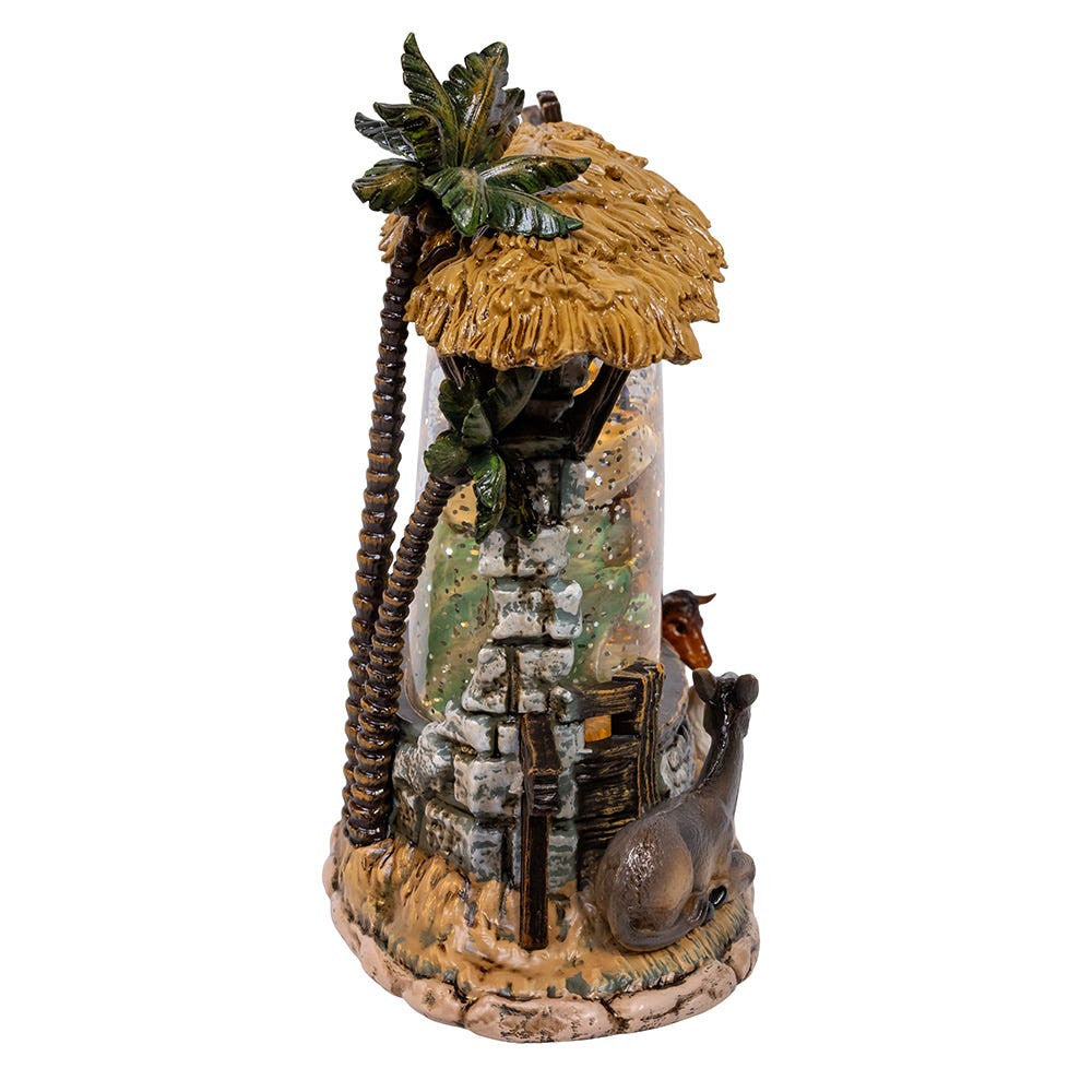 8" Battery Operated USB Lighted Nativity Scene With Spinning Glitter Water
