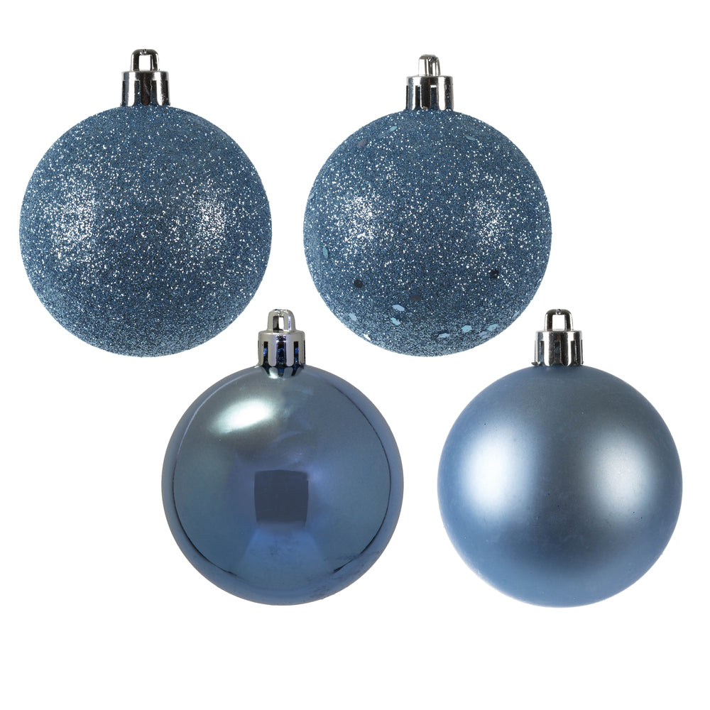 2.4" Periwinkle 4-Finish Orn Asst 24Bx