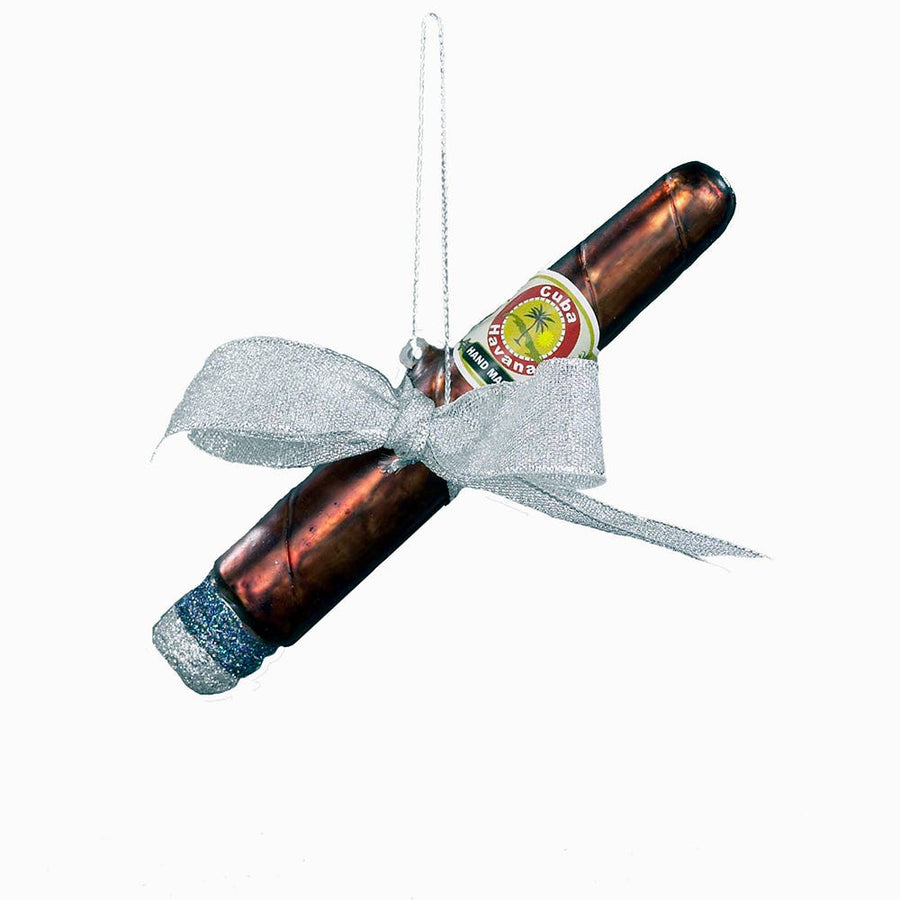 Noble Gems™ Glass Cigar With Bow Ornament