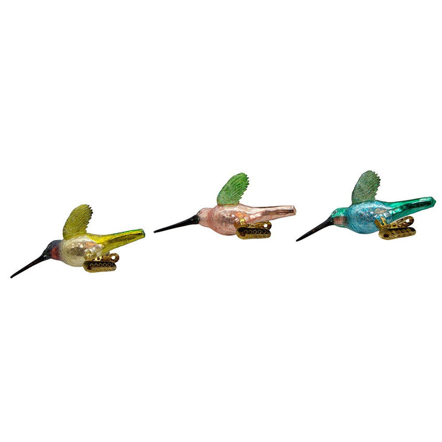 Noble Gems™ Hummingbird Clip-On Glass Ornaments