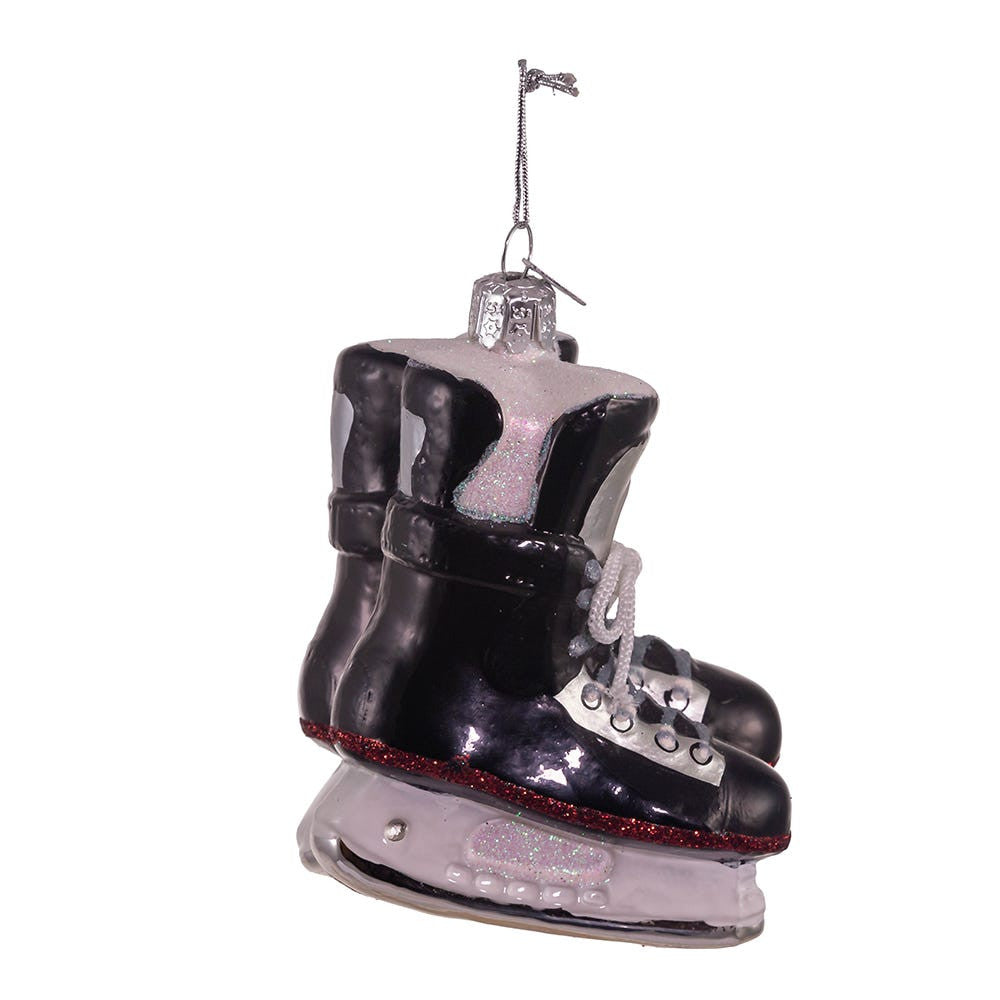 Noble Gems™ Ice Hockey Skates Glass Ornament