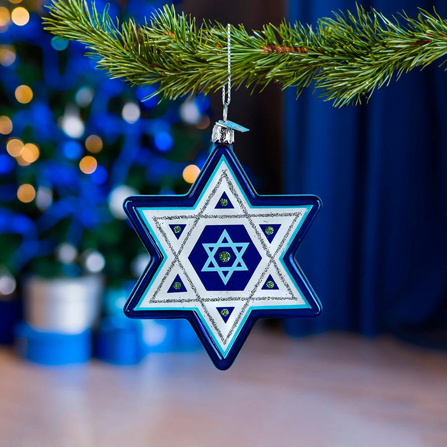 Noble Gems™ Star Of David Hanukkah Glass Ornament