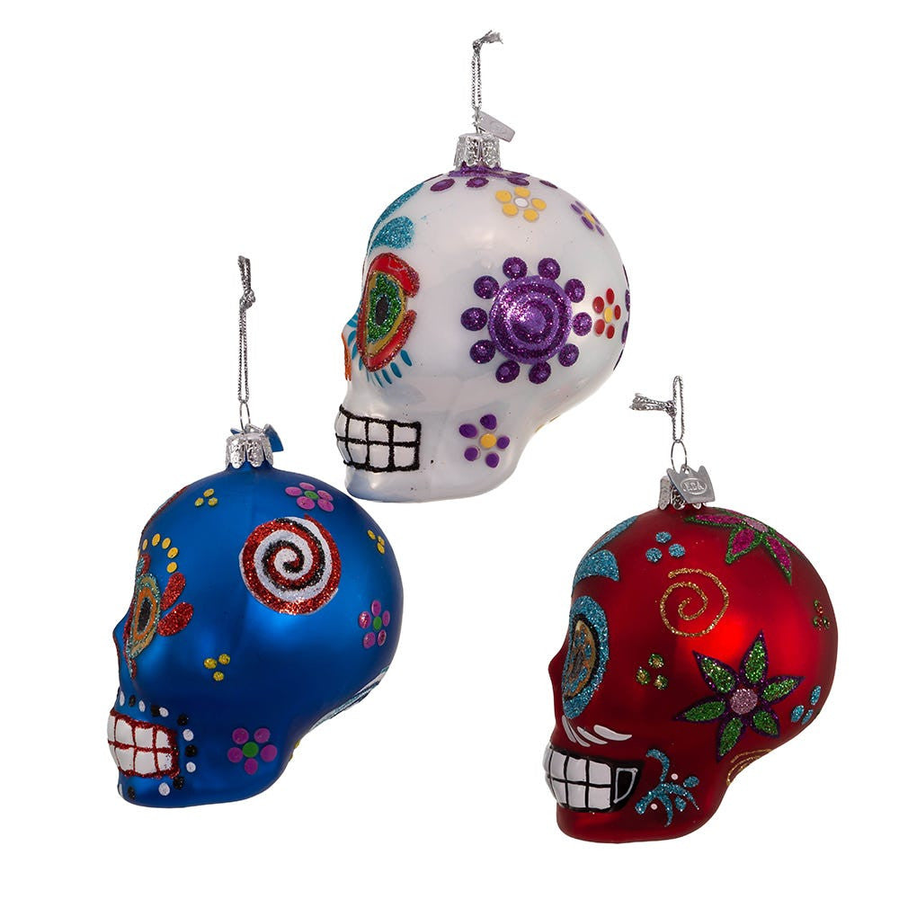 Noble Gems™ Sugar Skull Glass Ornaments