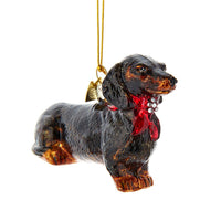 Noble Gems™  Black and Tan Dachshund Glass Ornament