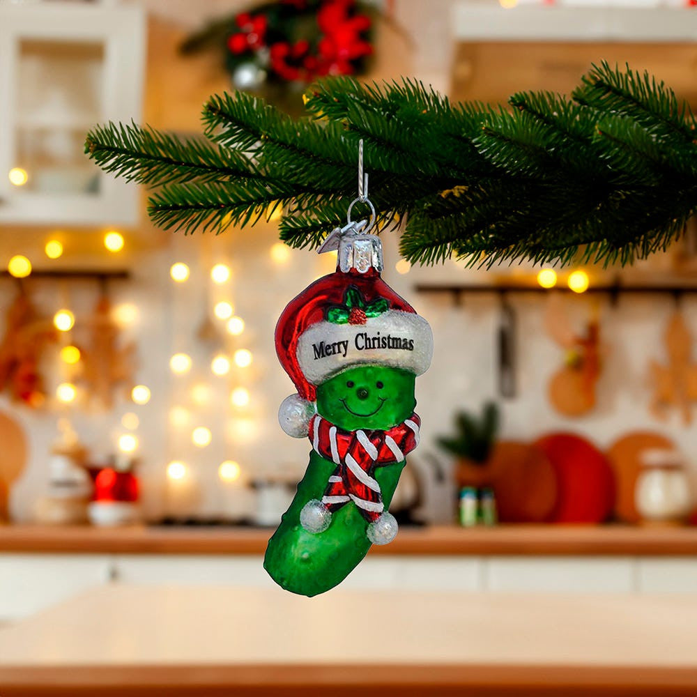 Noble Gems™ "Merry Christmas" Pickle Glass Ornament