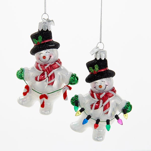 Noble Gems™ Glass Snowman With Garland Ornaments