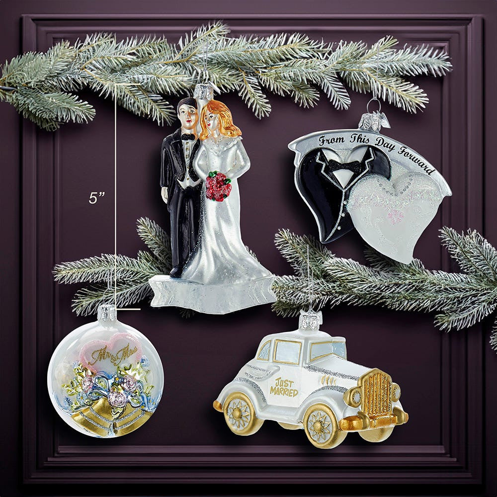 Noble Gems™ Glass Wedding Boxed Ornaments