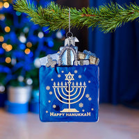 Noble Gems™ Happy Hanukkah Gift Bag Glass Ornament
