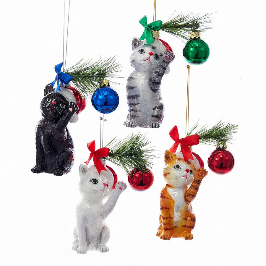 Noble Gems™ Christmas Cat Glass Ornaments