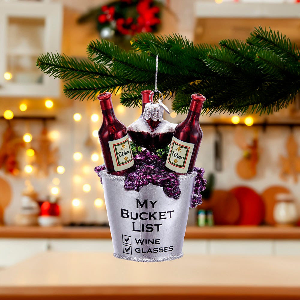 Noble Gems™ Wine Bucket List Glass Ornament