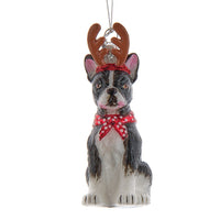 Noble Gems™ Boston Terrier With Antlers Glass Ornament