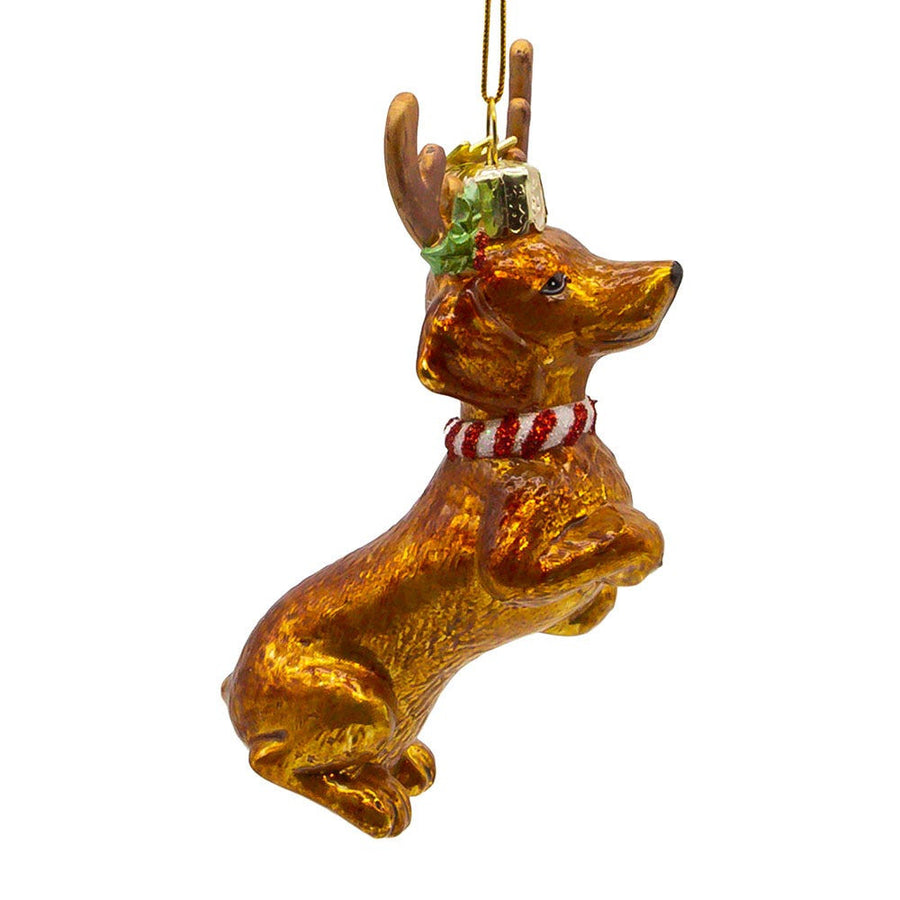 Noble Gems™ Dachshund With Antlers Glass Ornament