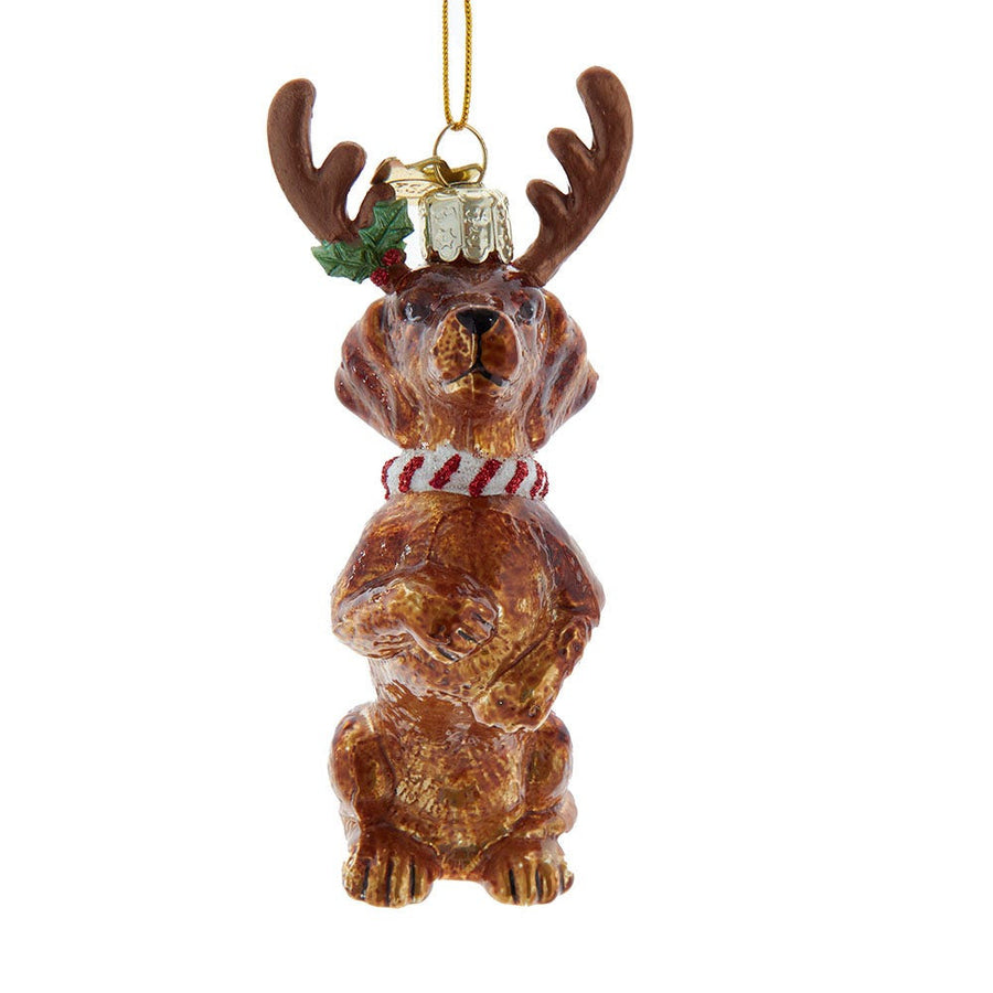 Noble Gems™ Dachshund With Antlers Glass Ornament