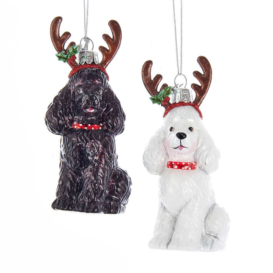 Noble Gems™ Poodles With Antlers Glass Ornaments